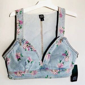 Floral Denim Crop Top